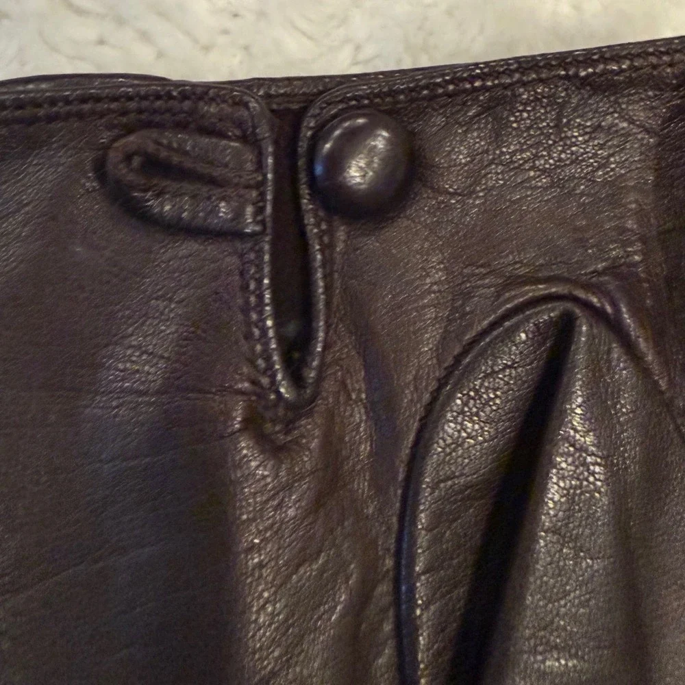 Vintage Emporio Armani Leather Gloves Brown Eagle Logo Made in Italy Size M